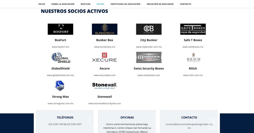 Sitio Asociación de Empresas de Servicios de Cajas de Seguridad, A.C. muestra