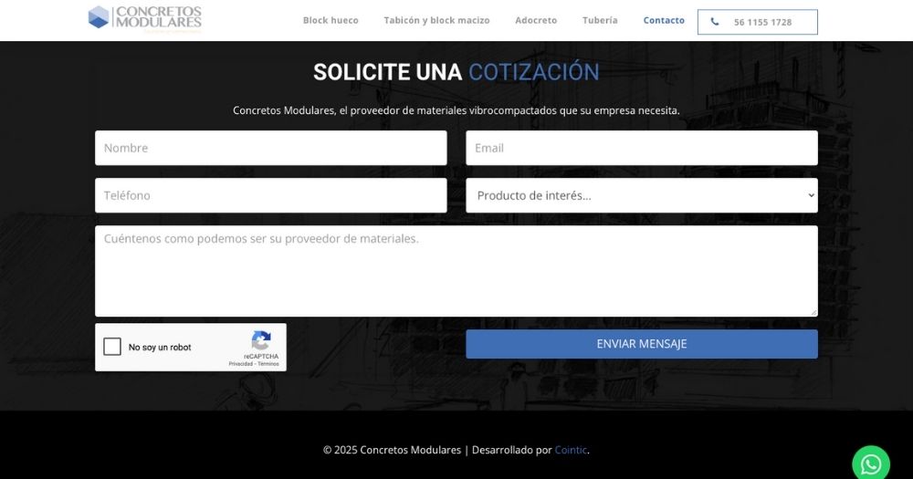 Sitio concretos modulares muestra