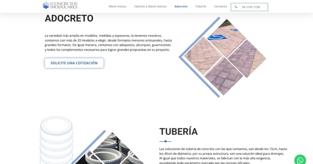Sitio concretos modulares muestra