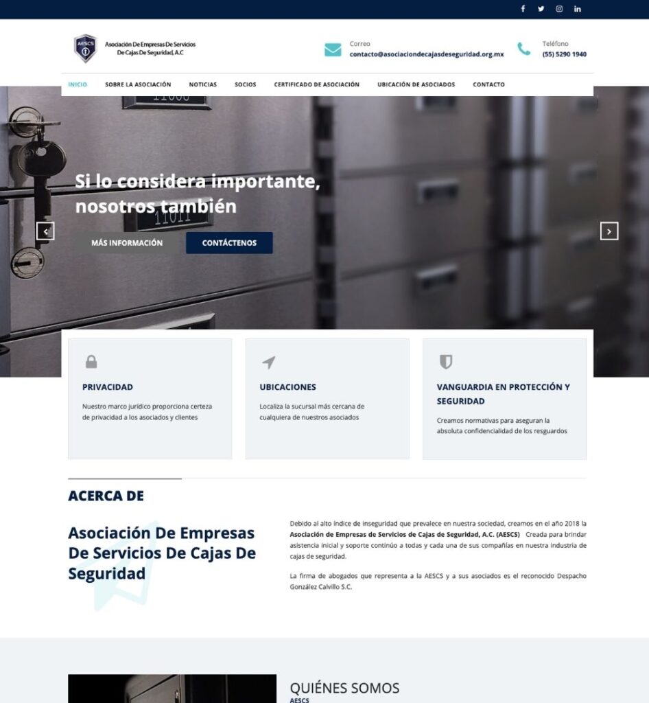Sitio Asociación de Empresas de Servicios de Cajas de Seguridad, A.C.