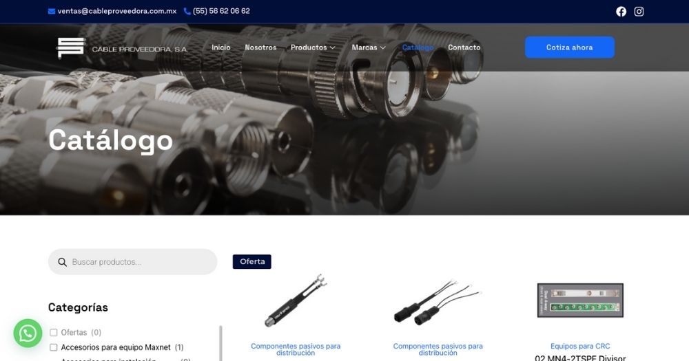 Sitio Cable Proveedora muestra