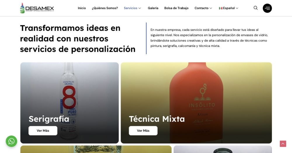 Sitio Desamex muestra