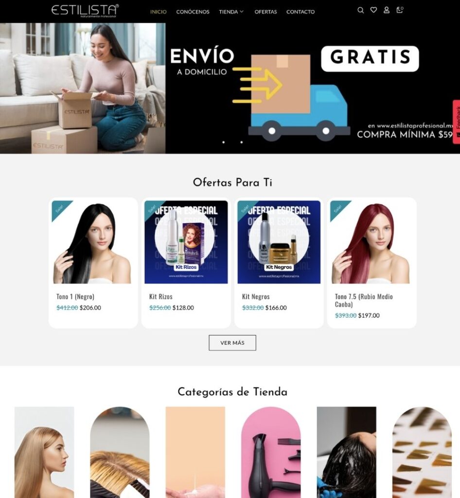 Sitio Estilista Profesional e-commerce