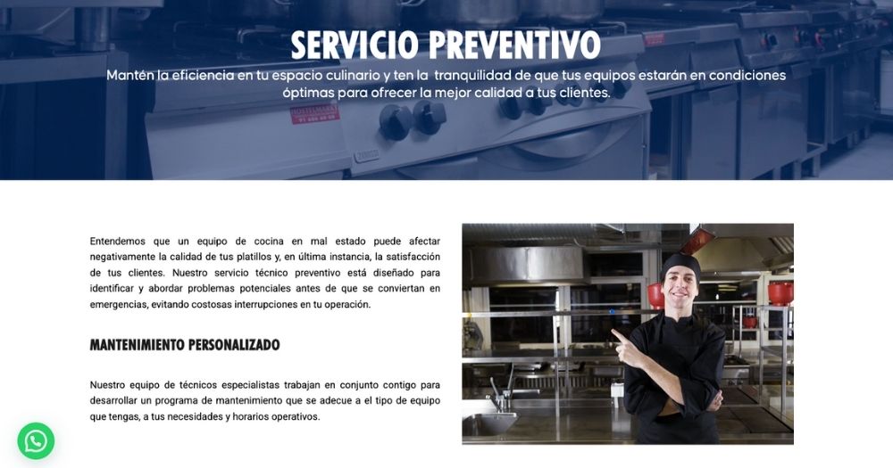 Sitio industrial culinario muestra