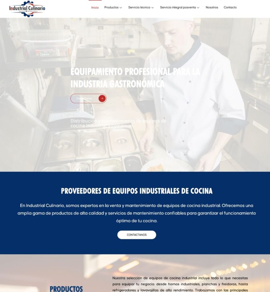 Sitio industrial culinario muestra
