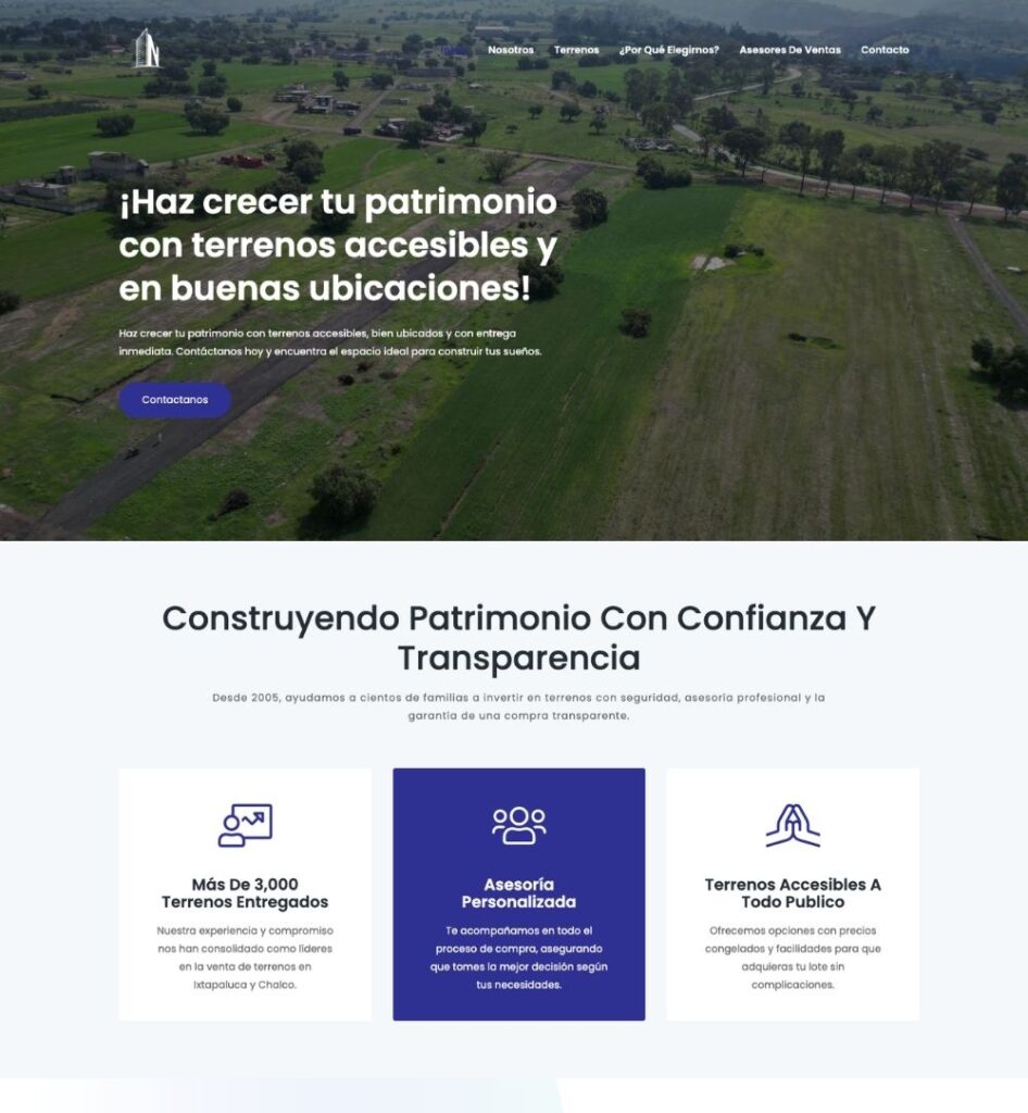 Sitio Inmobiliaria NB Landing Page