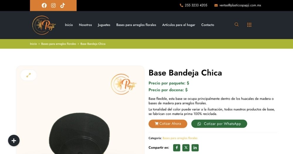Sitio Plásticos Papji muestra