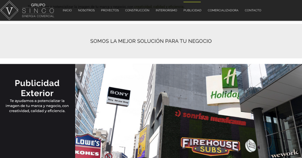 Sitio Sinergia Comercial Muestra