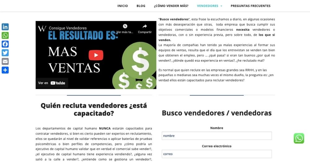Sitio Vendedores Work Landing