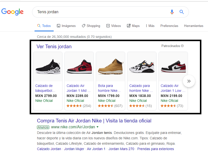 Campaña de shopping en Google Ads